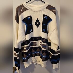 Vintage Robert Bruce Sweater Men's XL Grandpa Geometric